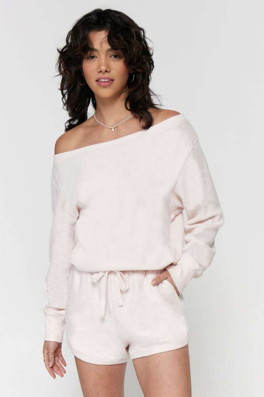 * Spiritual Gangster New Arrivals Sherpa Off Shoulder Romper