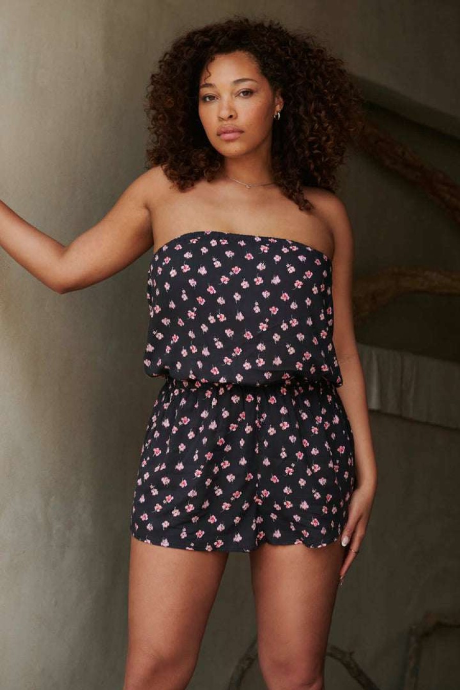 * Spiritual Gangster Summer 2022 Catalog Strapless Challis Romper